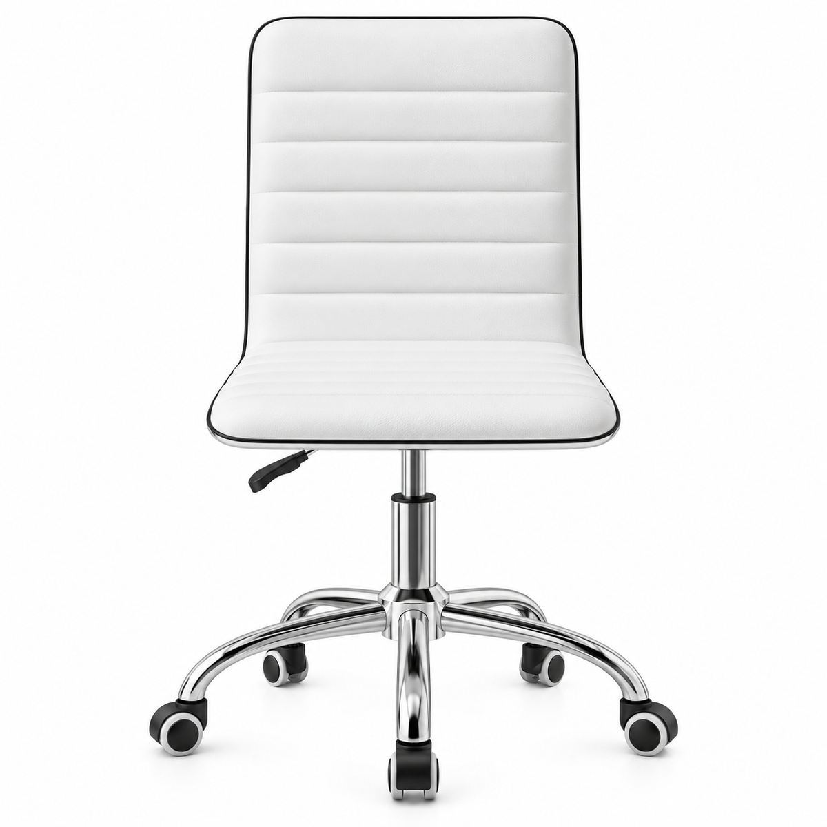 Low-Back Conference Office Chair PU Leather - White - Homecoze