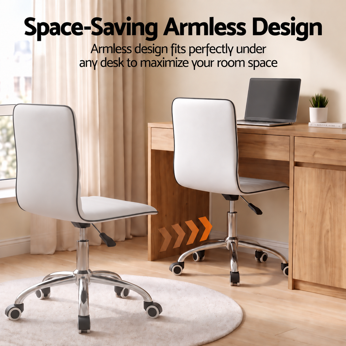 Low-Back Conference Office Chair PU Leather - White - Homecoze