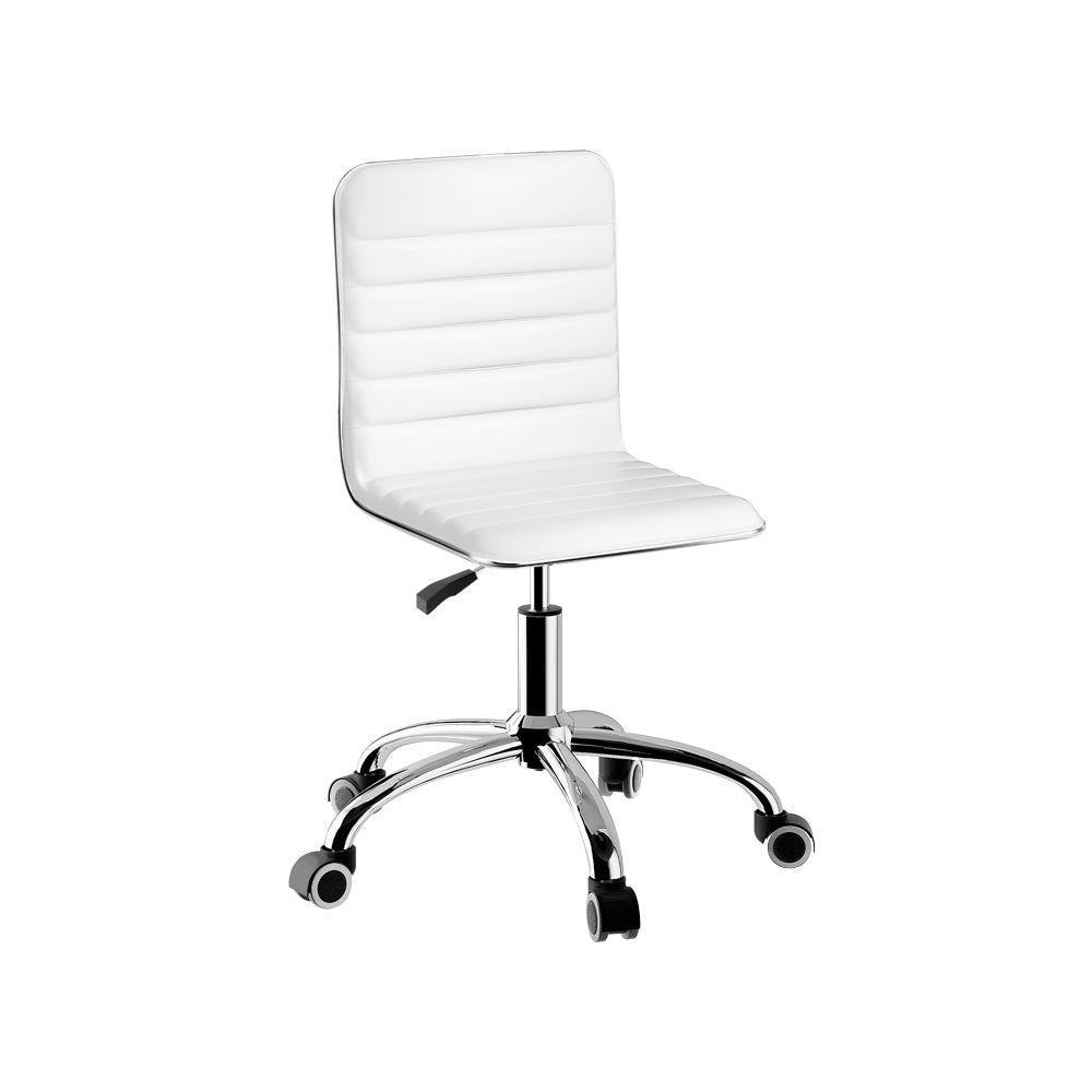 Low-Back Conference Office Chair PU Leather - White - Homecoze