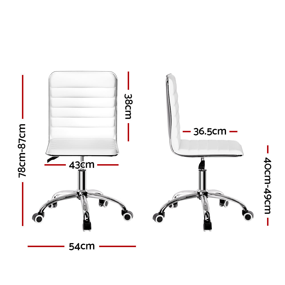 Low-Back Conference Office Chair PU Leather - White - Homecoze