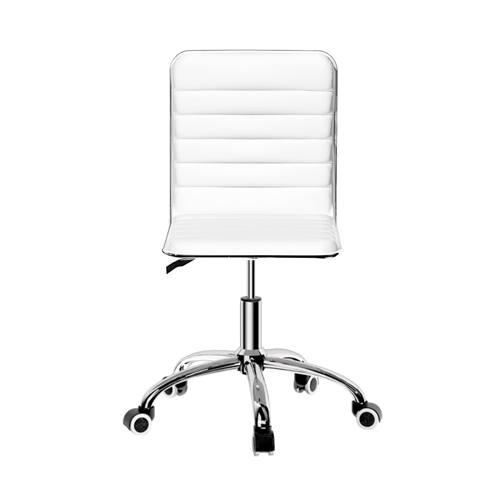 Low-Back Conference Office Chair PU Leather - White - Homecoze