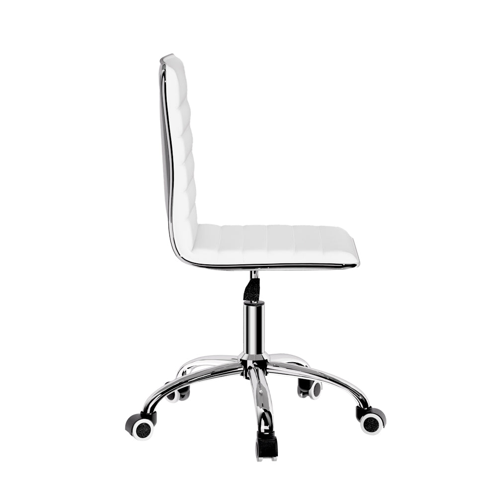 Low-Back Conference Office Chair PU Leather - White - Homecoze