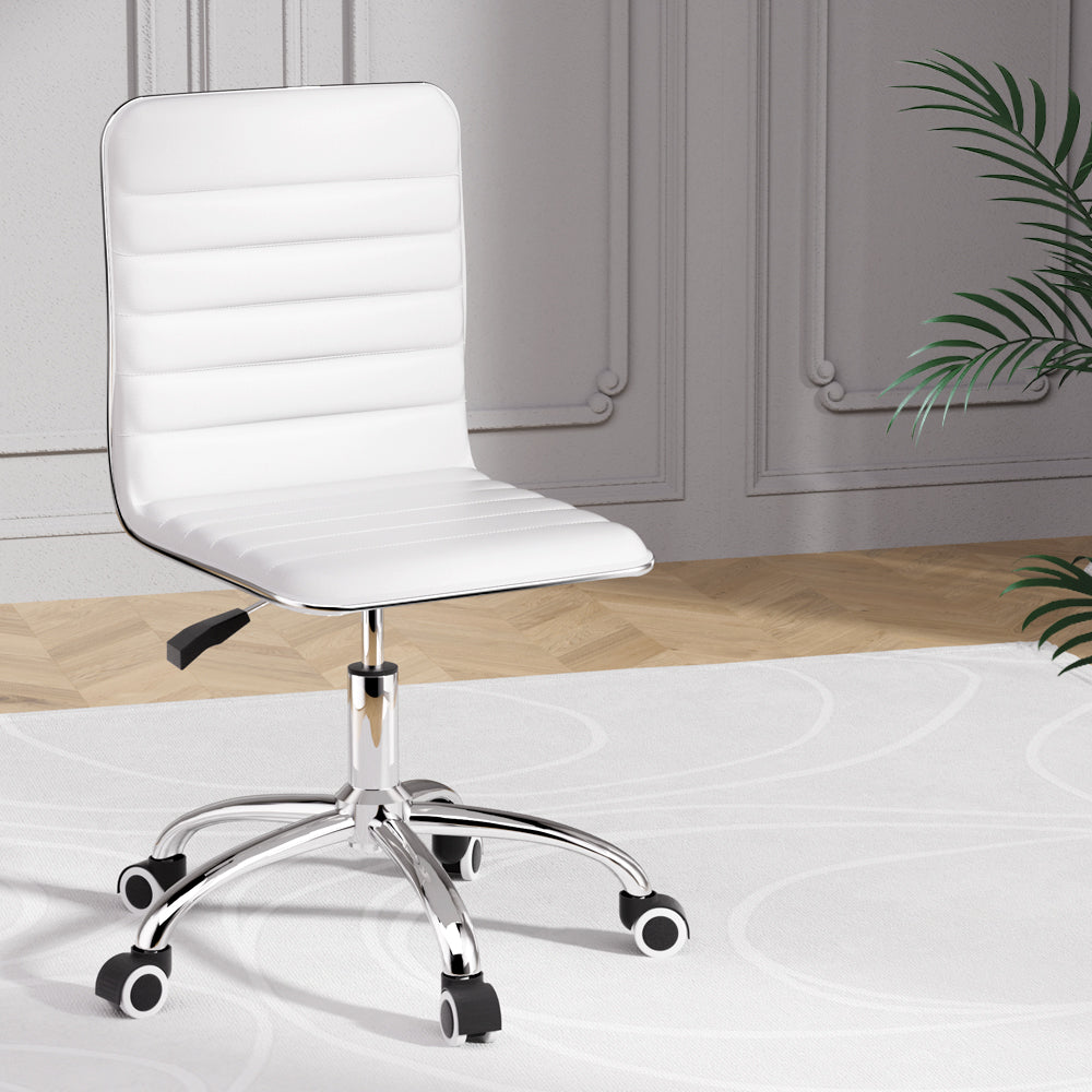 Low-Back Conference Office Chair PU Leather - White