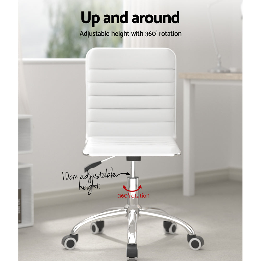 Low-Back Conference Office Chair PU Leather - White - Homecoze