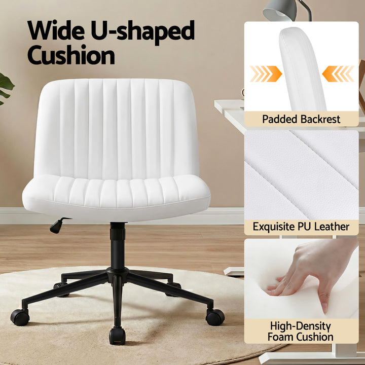 Extra Wide Armless Office Chair - White