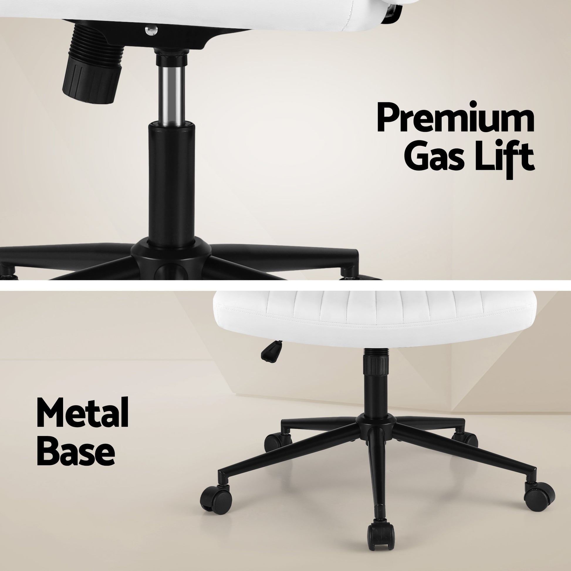 Extra Wide Armless Office Chair - White - Homecoze