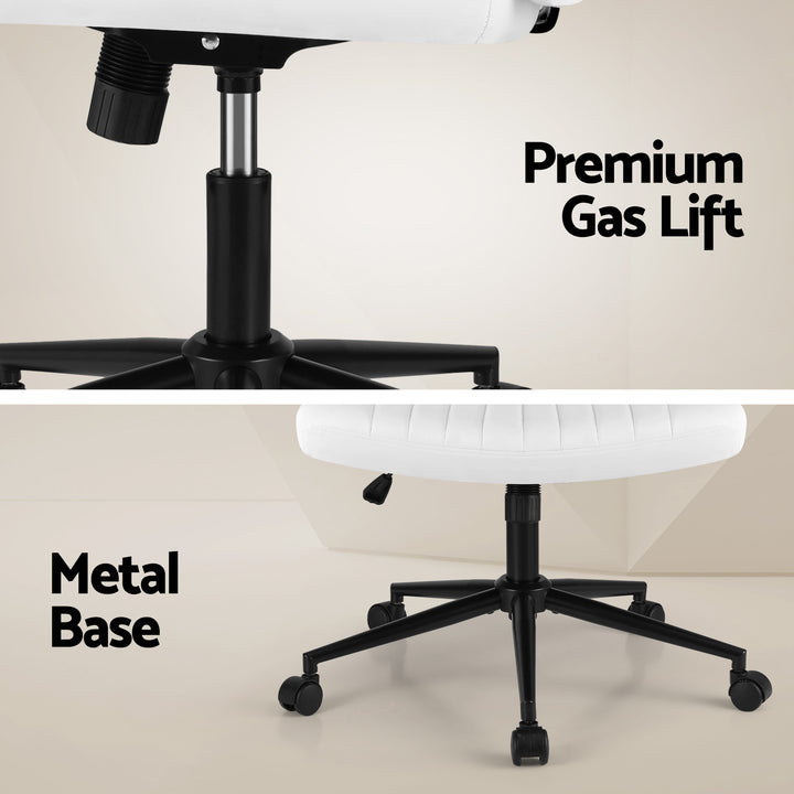 Extra Wide Armless Office Chair - White