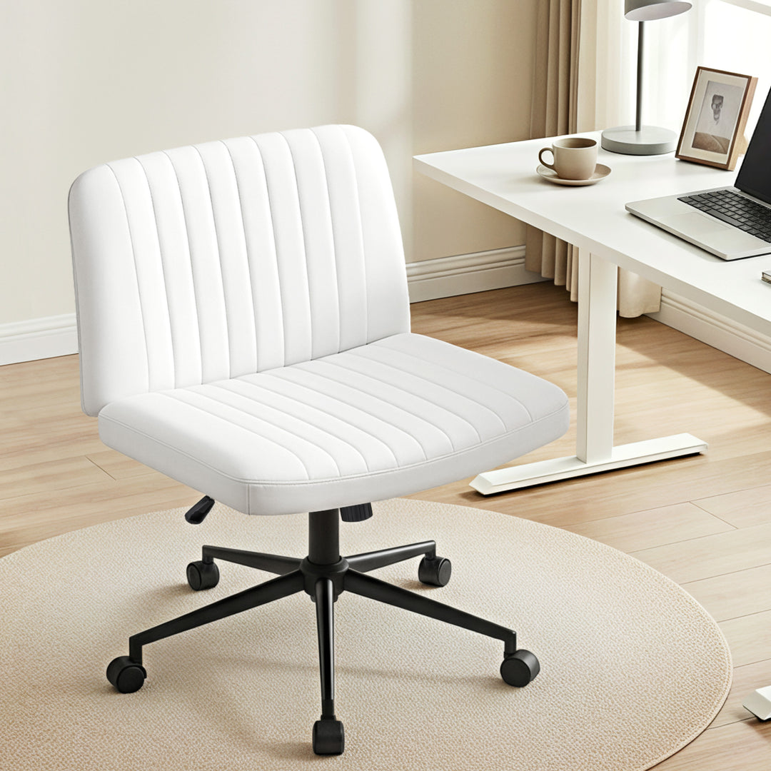 Extra Wide Armless Office Chair - White