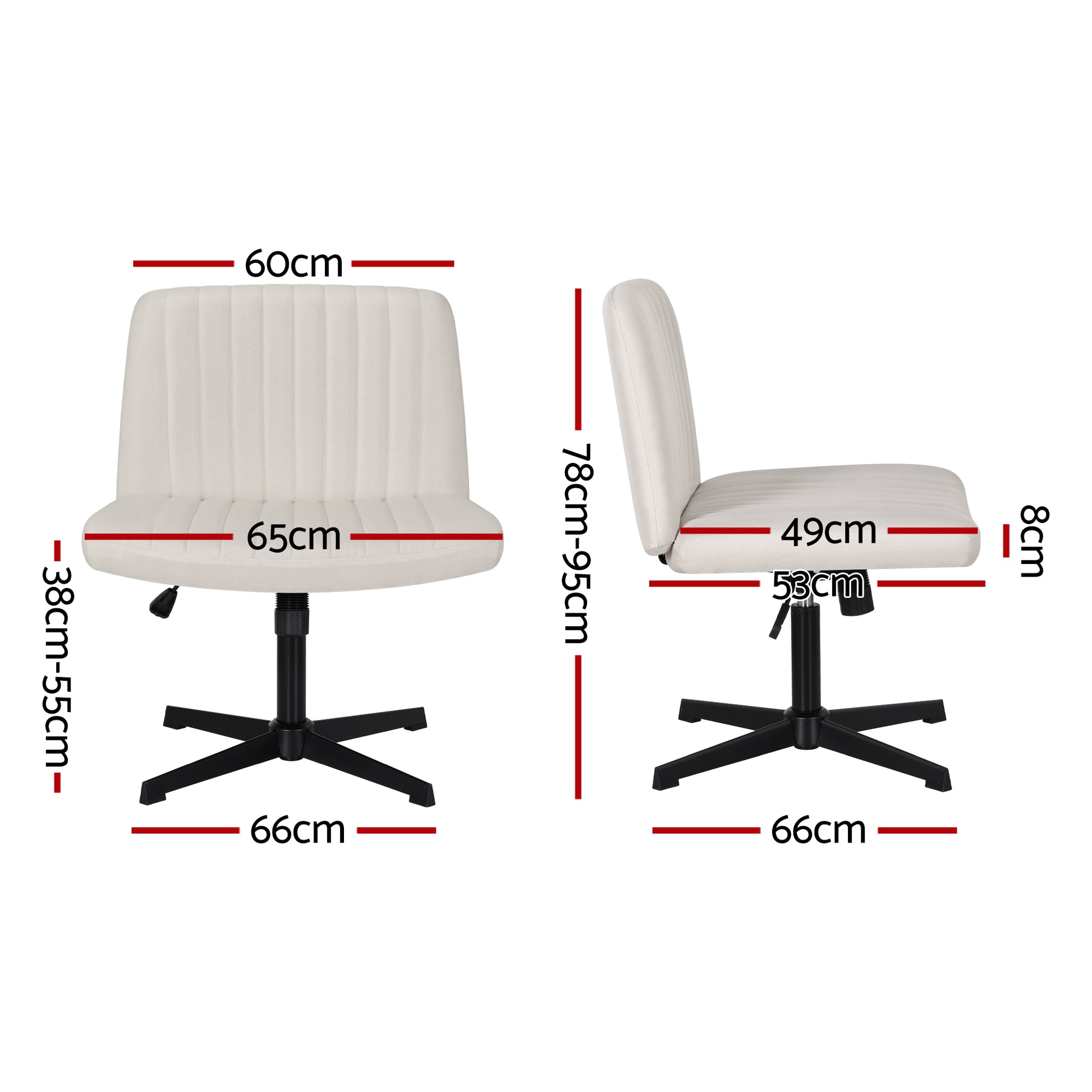 Extra Wide Armless Office Chair - Beige - Homecoze