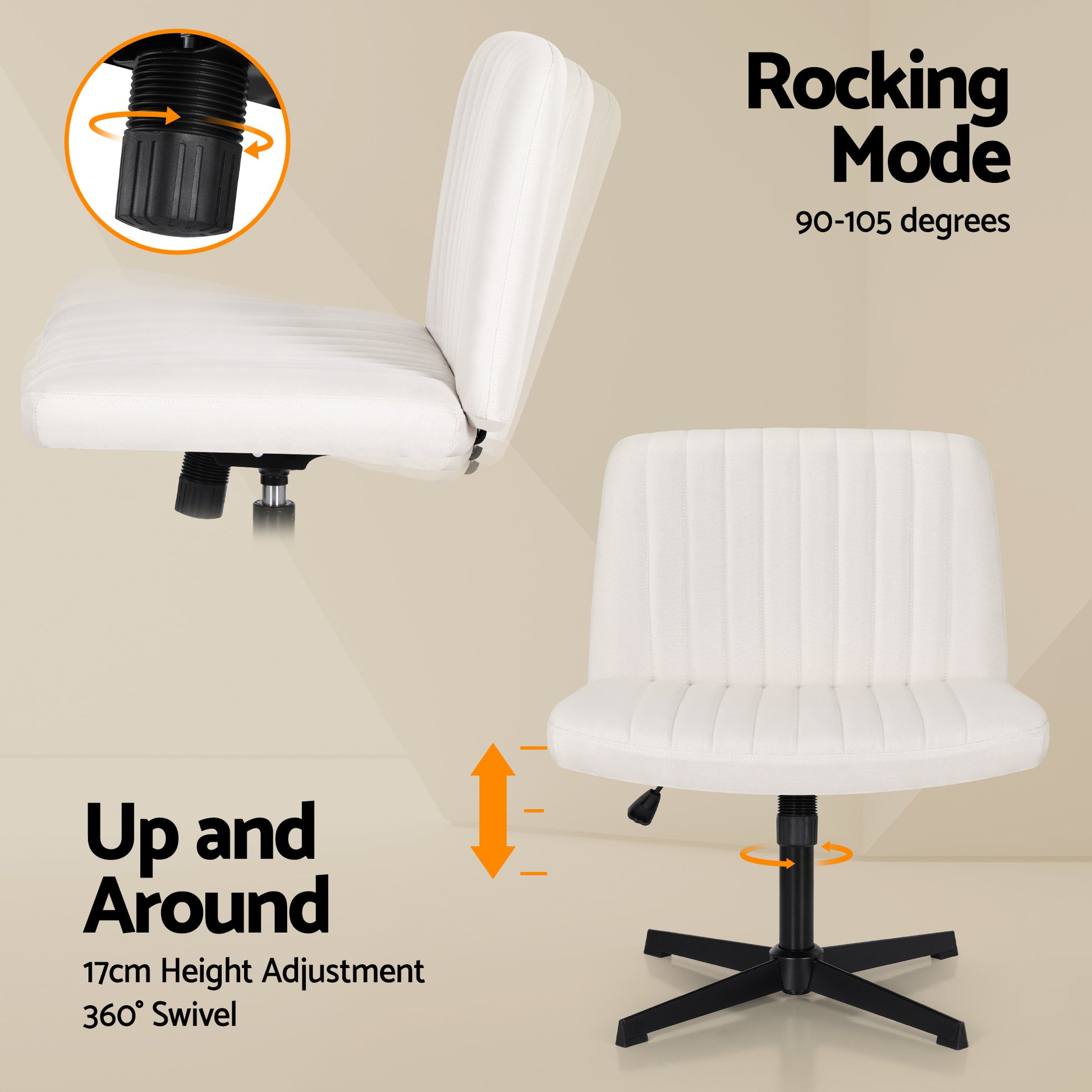Extra Wide Armless Office Chair - Beige - Homecoze