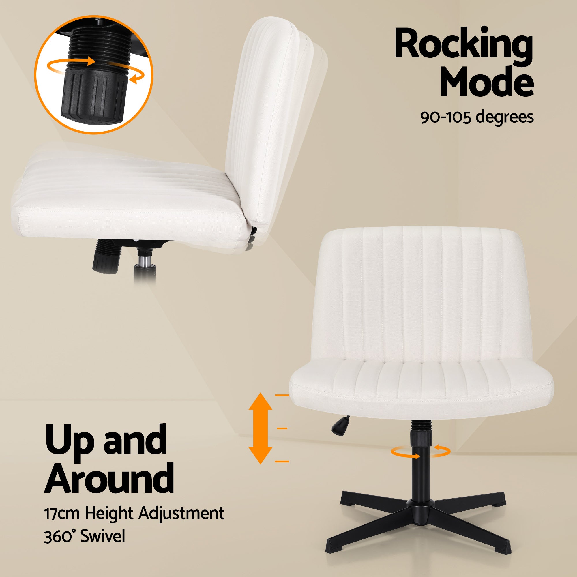 Extra Wide Armless Office Chair - Beige - Homecoze
