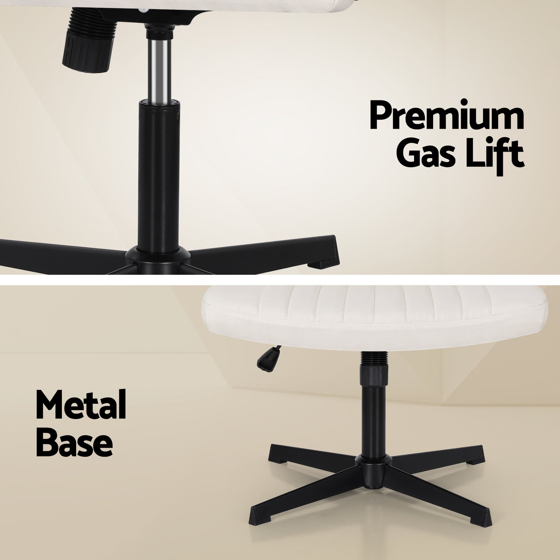 Extra Wide Armless Office Chair - Beige - Homecoze