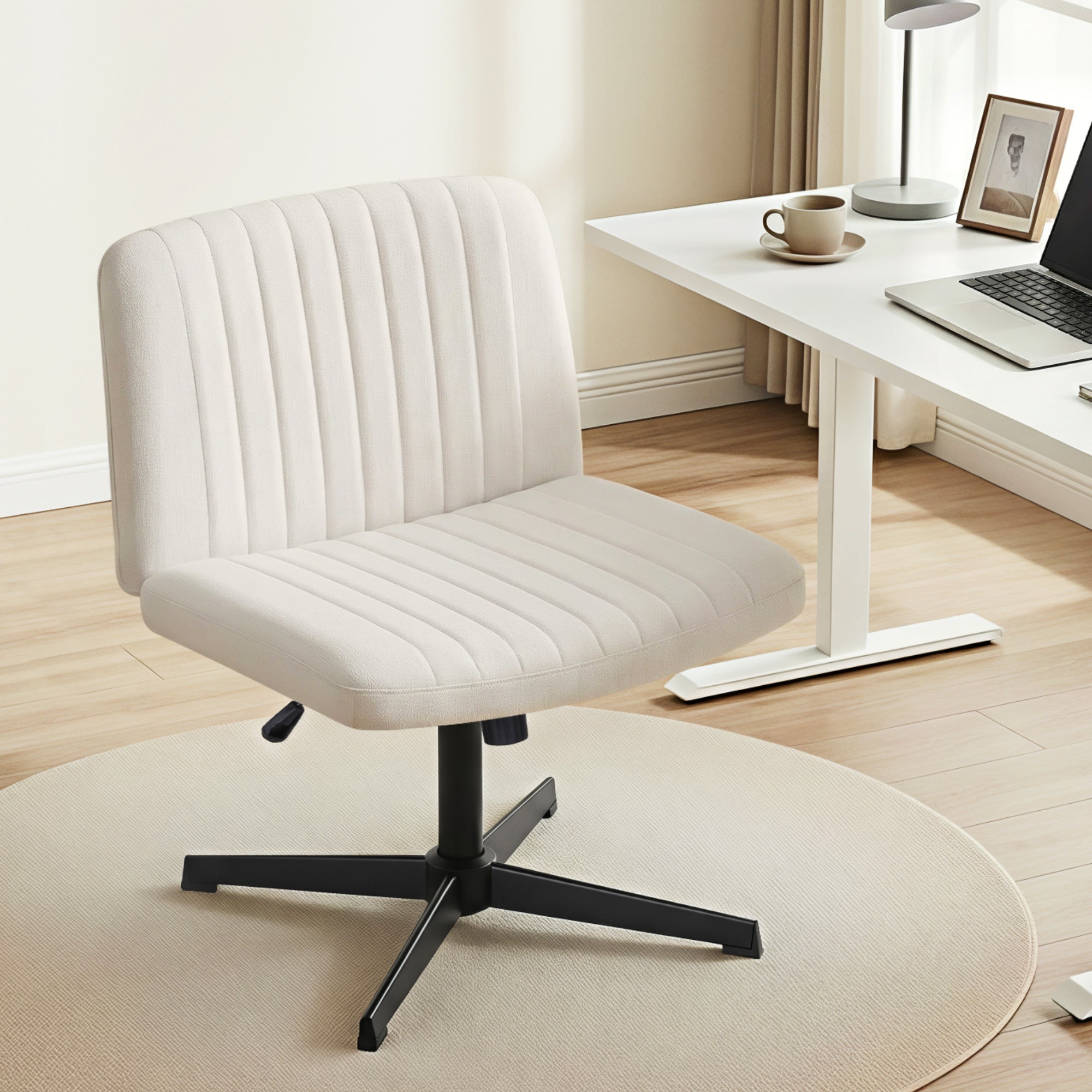 Extra Wide Armless Office Chair - Beige - Homecoze