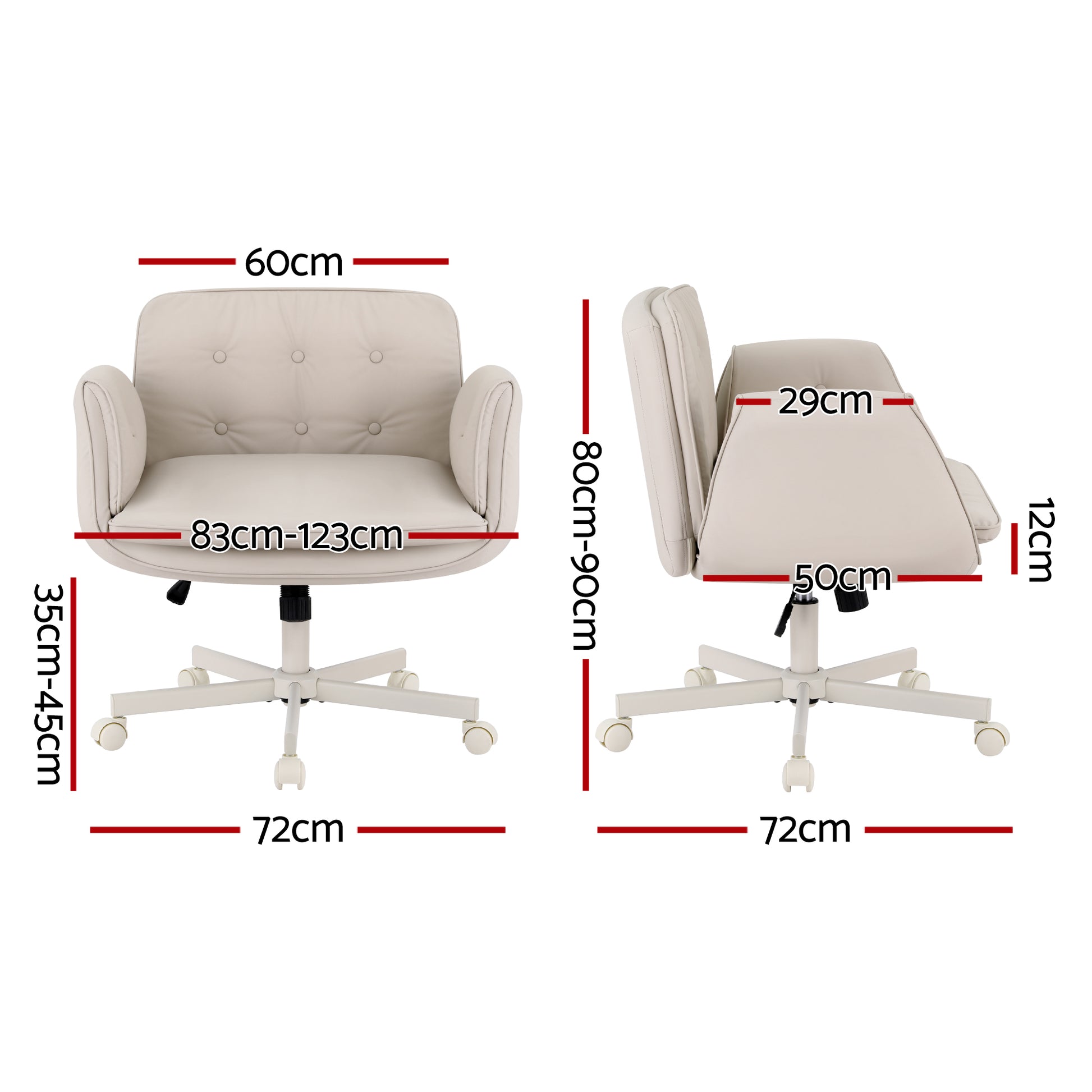 Wide Cross Legged Office Chair - Beige - Homecoze