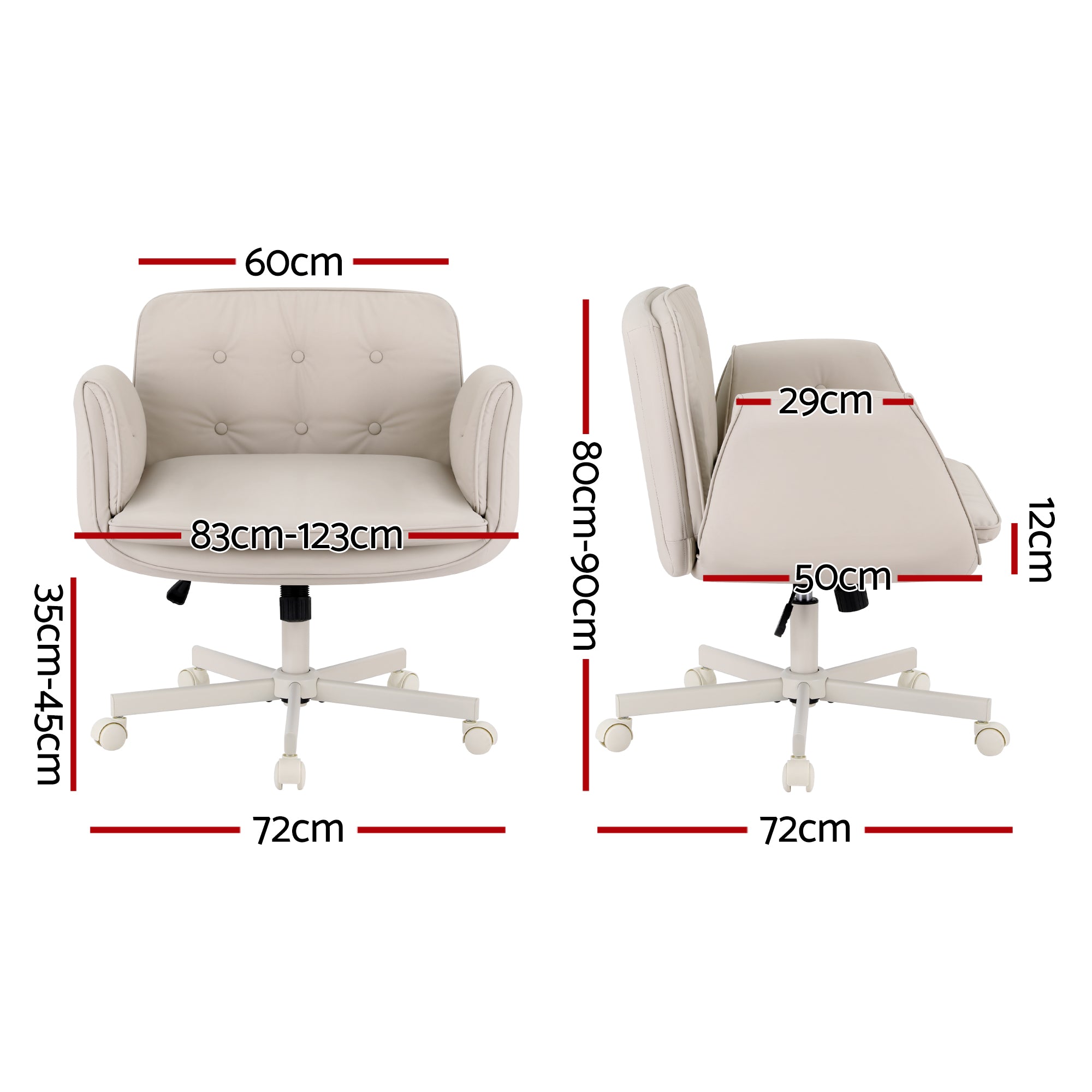 Wide Cross Legged Office Chair - Beige - Homecoze