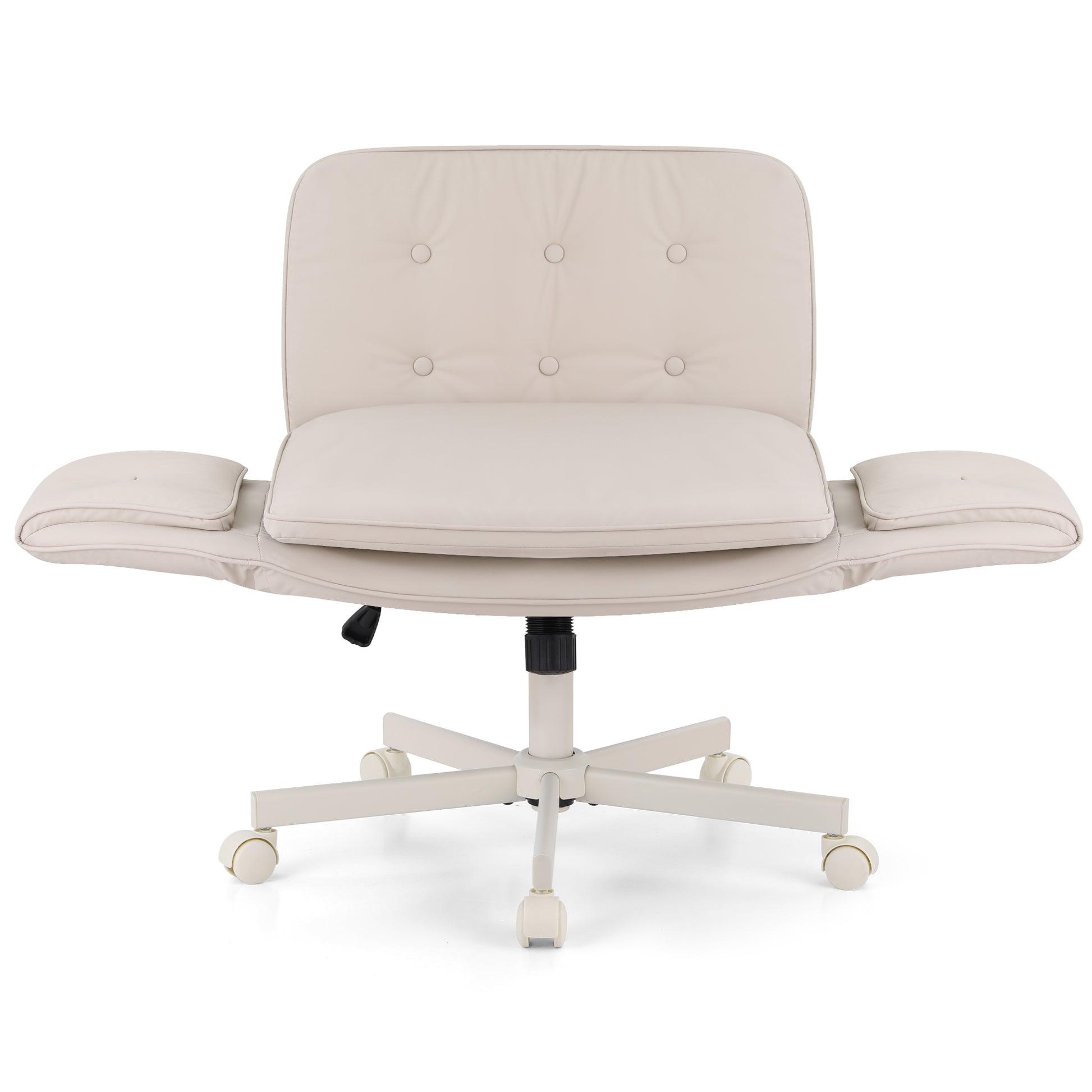 Wide Cross Legged Office Chair - Beige - Homecoze