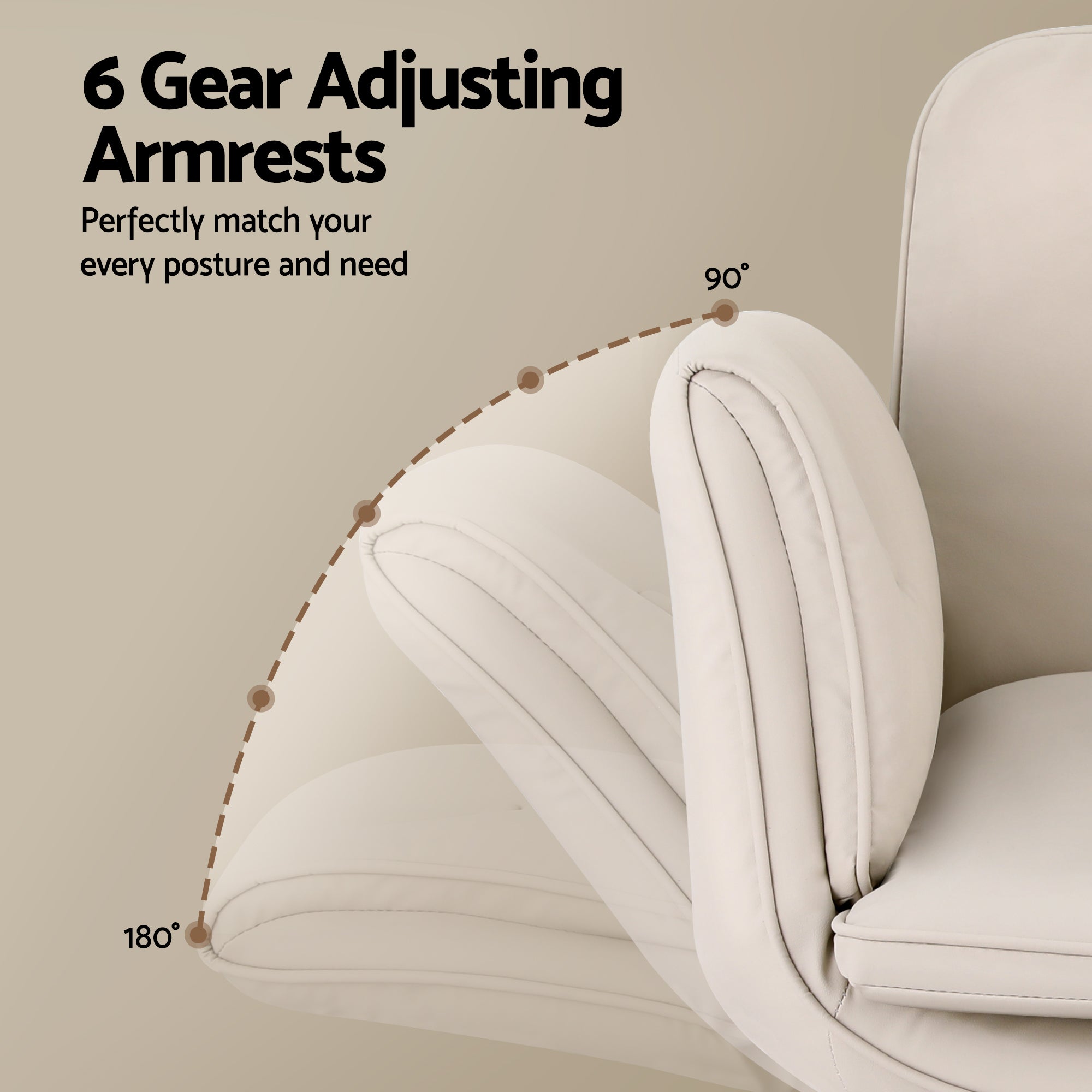 Wide Cross Legged Office Chair - Beige - Homecoze