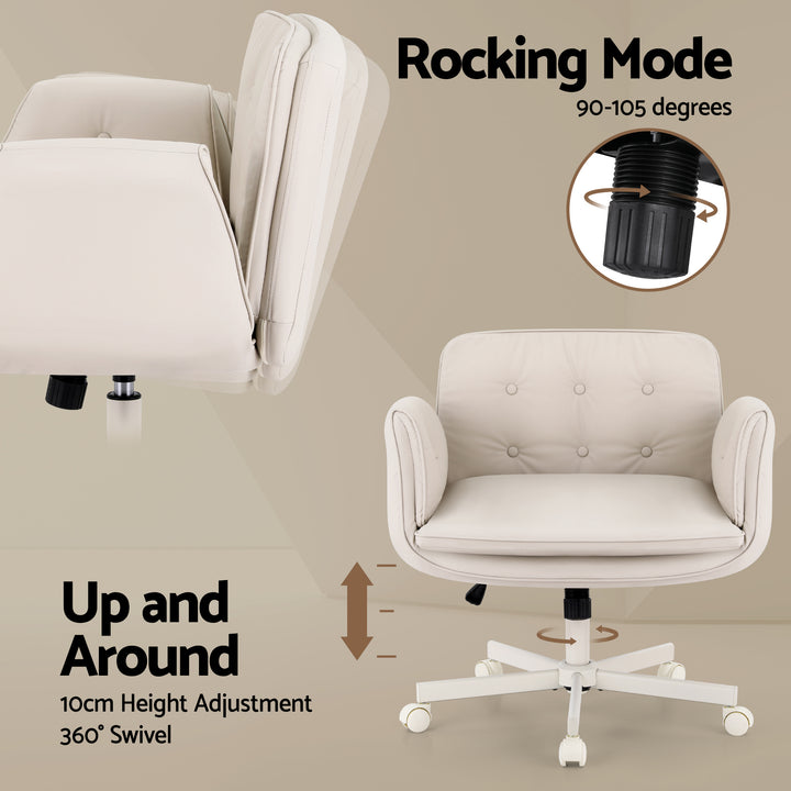 Wide Cross Legged Office Chair - Beige