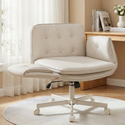 Wide Cross Legged Office Chair - Beige - Homecoze