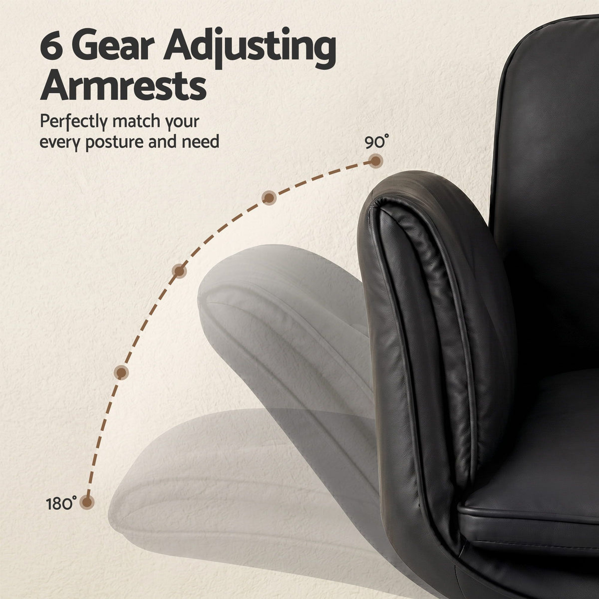 Artiss Criss Cross Chair with Wheels & Adjustable Armrests, Ergonomic Cross Legged Office Desk Chair PU Leather Vanity Chair Swivel for Home, Make Up, Bedroom, Computer, Black - Homecoze