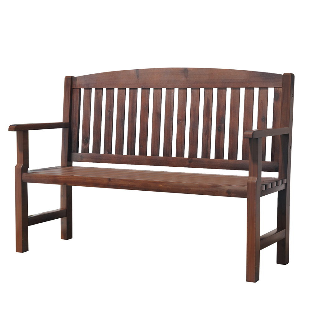 Outdoor Garden Bench Seat Wooden Patio Chair - Brown - Homecoze