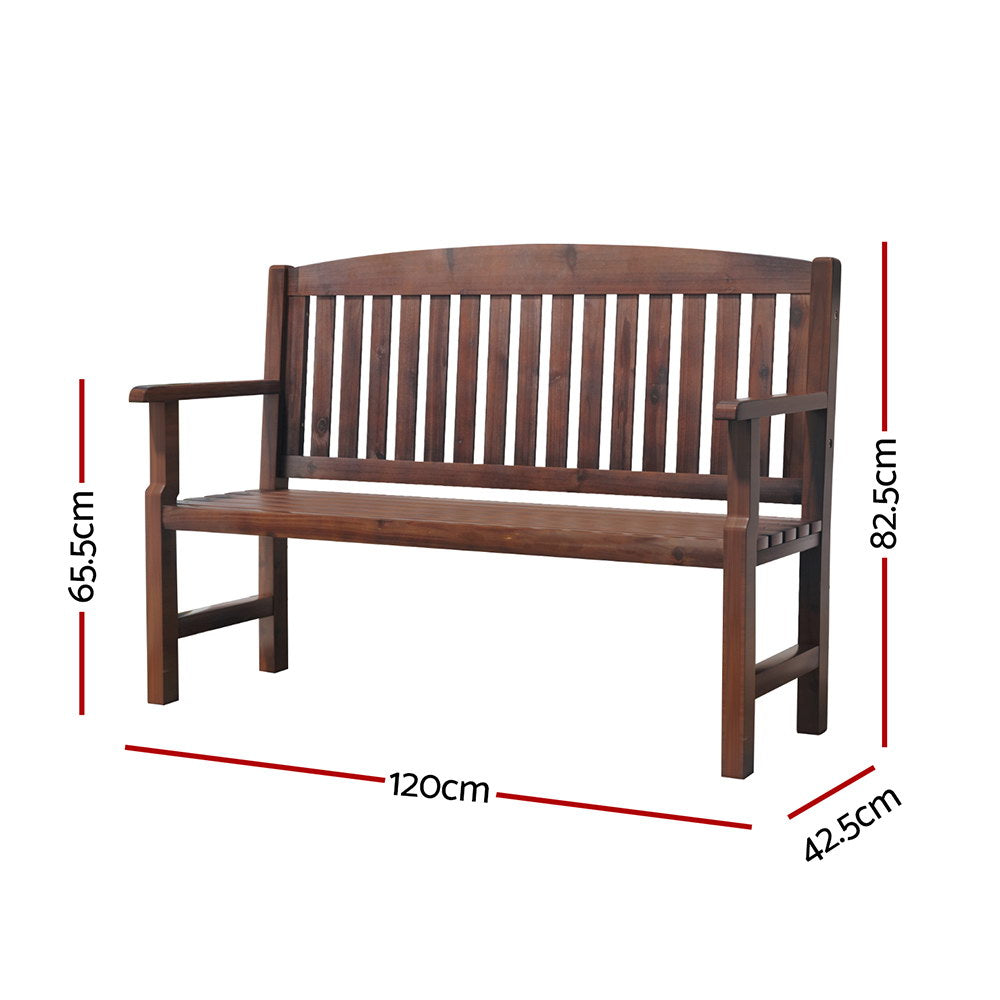 Outdoor Garden Bench Seat Wooden Patio Chair - Brown - Homecoze