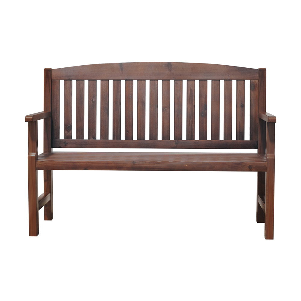 Outdoor Garden Bench Seat Wooden Patio Chair - Brown - Homecoze