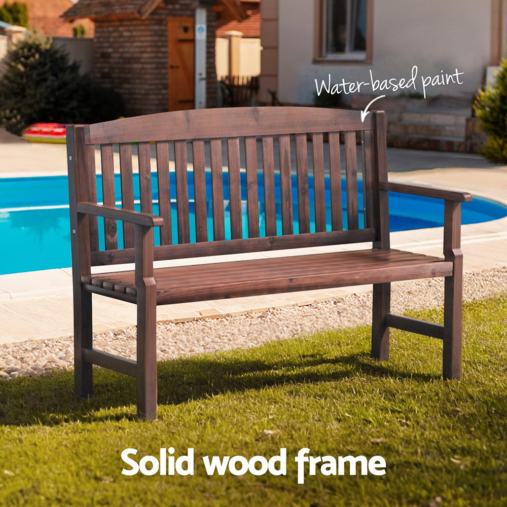 Outdoor Garden Bench Seat Wooden Patio Chair - Brown - Homecoze