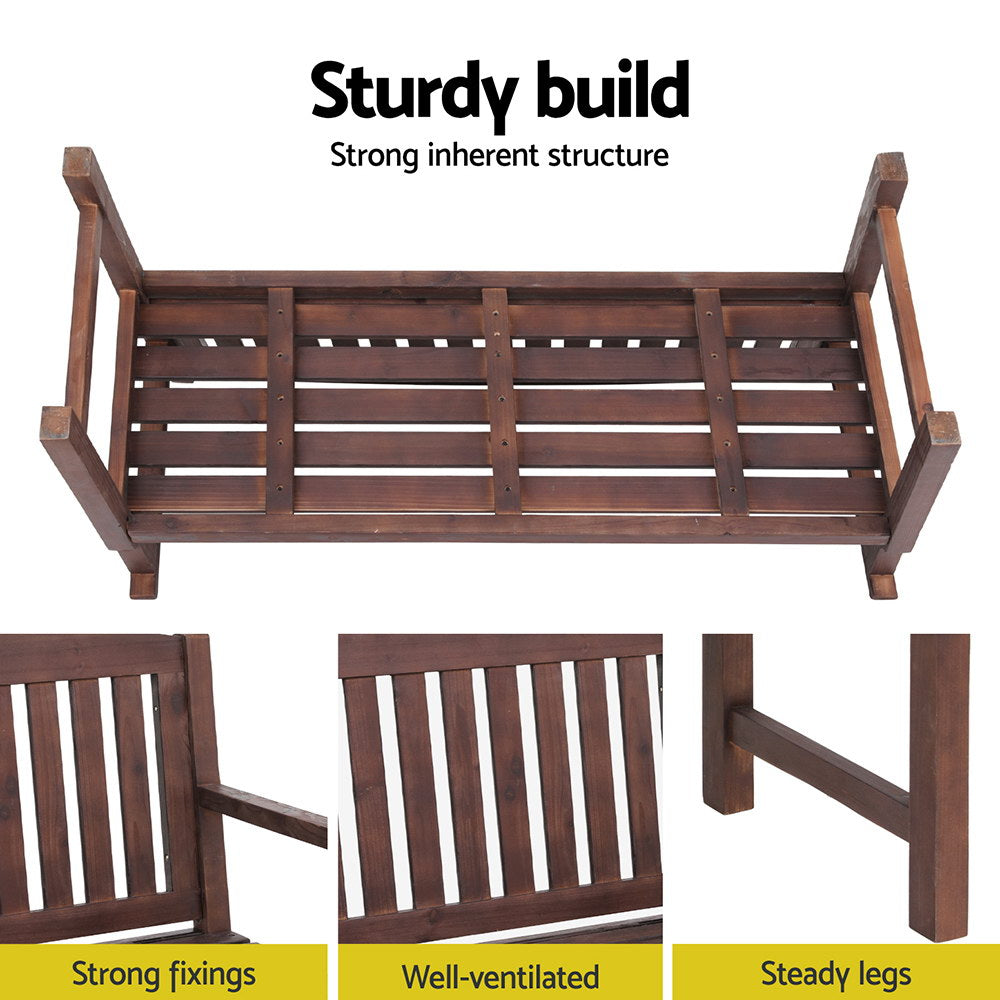 Outdoor Garden Bench Seat Wooden Patio Chair - Brown - Homecoze