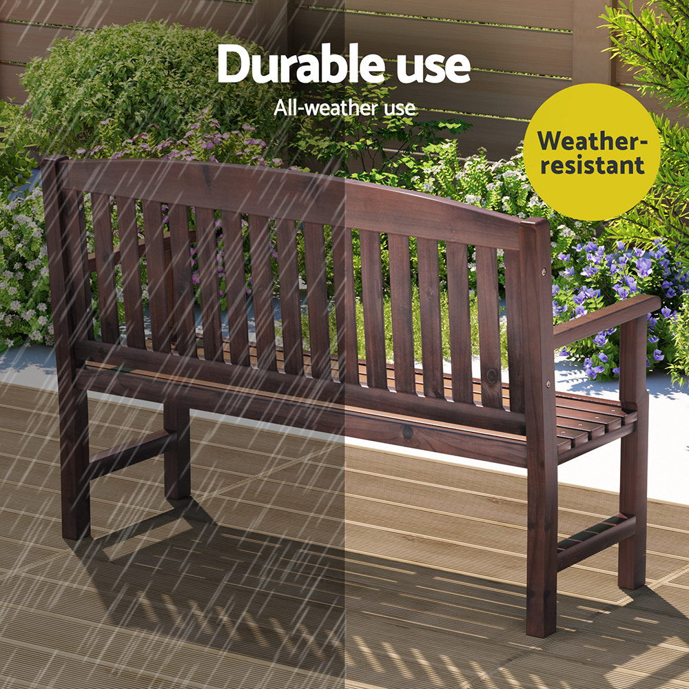 Outdoor Garden Bench Seat Wooden Patio Chair - Brown - Homecoze