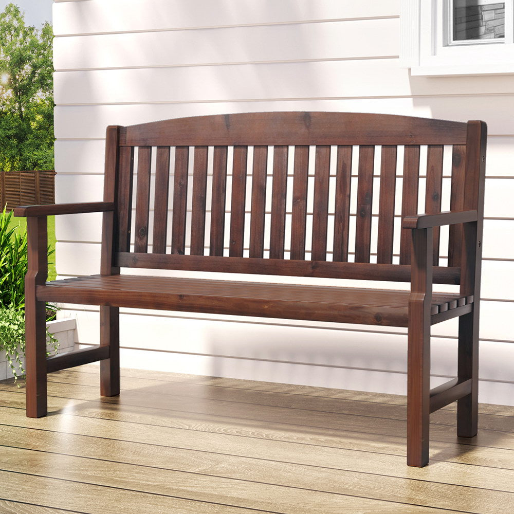 Outdoor Garden Bench Seat Wooden Patio Chair - Brown - Homecoze