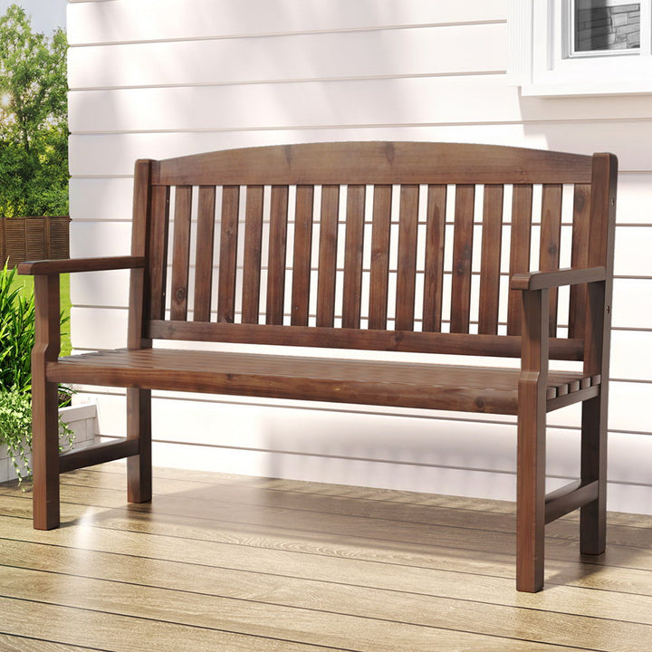 Outdoor Garden Bench Seat Wooden Patio Chair - Brown - Homecoze