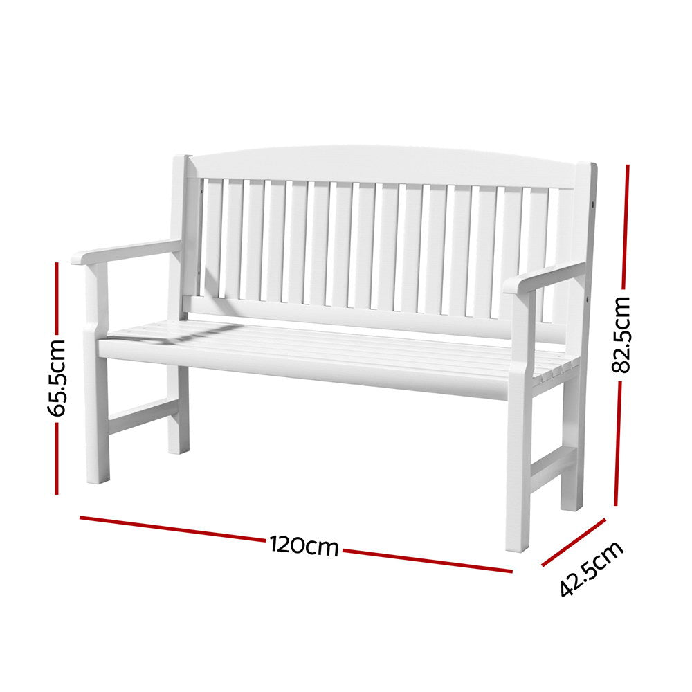 Outdoor Garden Bench Seat Wooden Patio Chair - White - Homecoze
