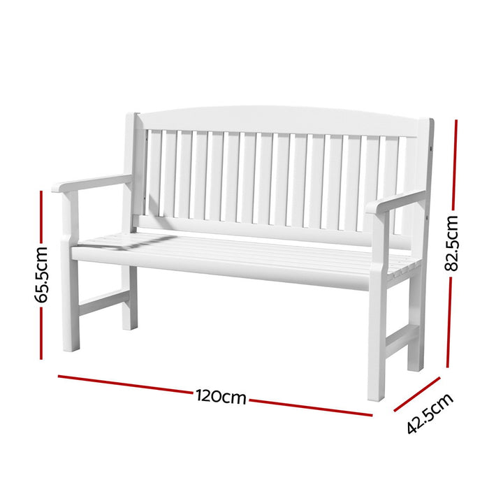 Outdoor Garden Bench Seat Wooden Patio Chair - White