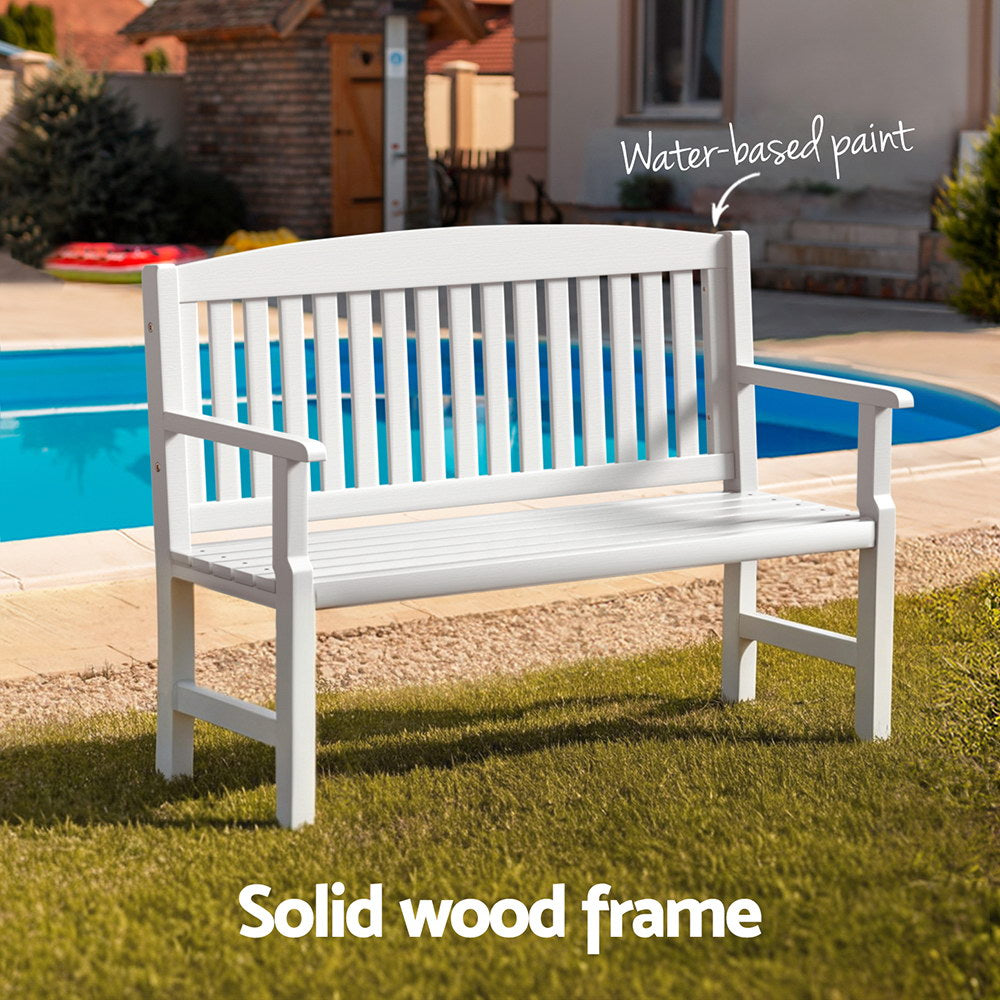 Outdoor Garden Bench Seat Wooden Patio Chair - White - Homecoze