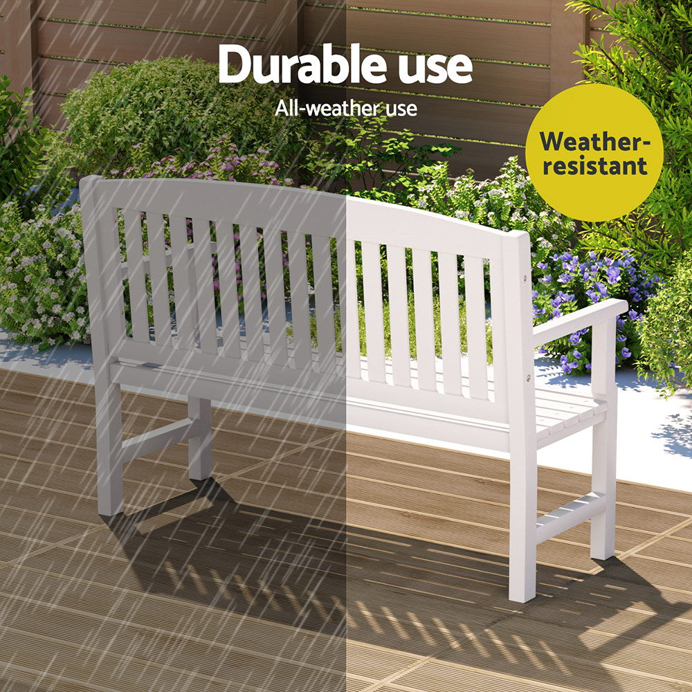 Outdoor Garden Bench Seat Wooden Patio Chair - White - Homecoze