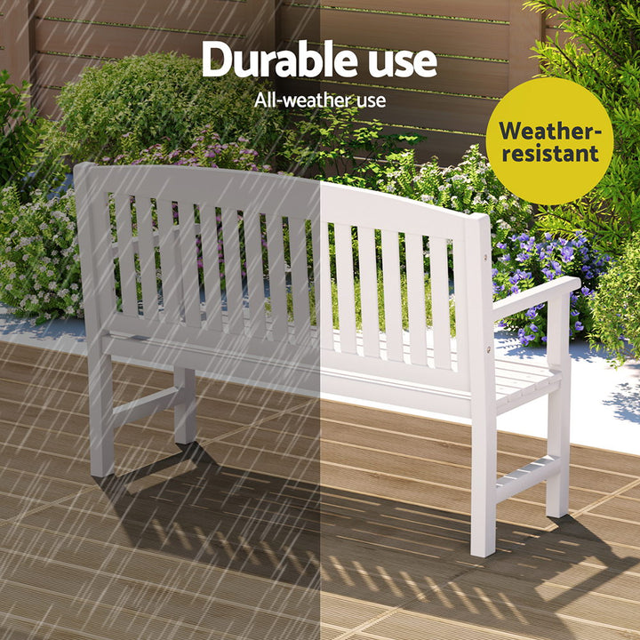 Outdoor Garden Bench Seat Wooden Patio Chair - White