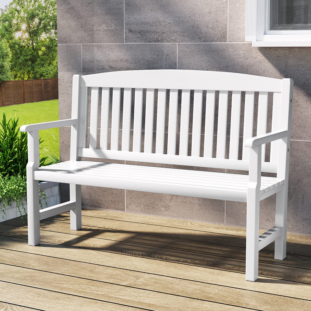 Outdoor Garden Bench Seat Wooden Patio Chair - White - Homecoze