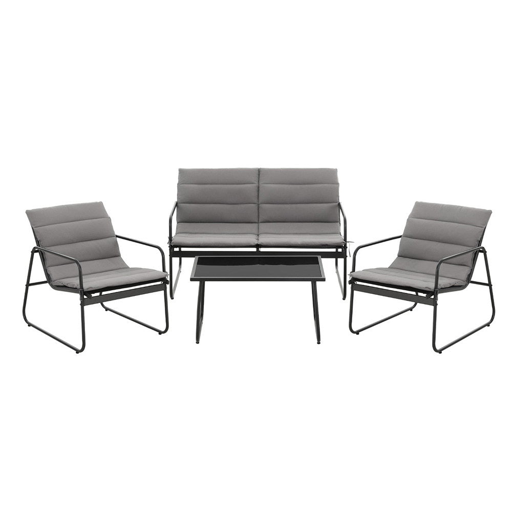 4PC Outdoor Sofa Table and Chairs Set - Black - Homecoze