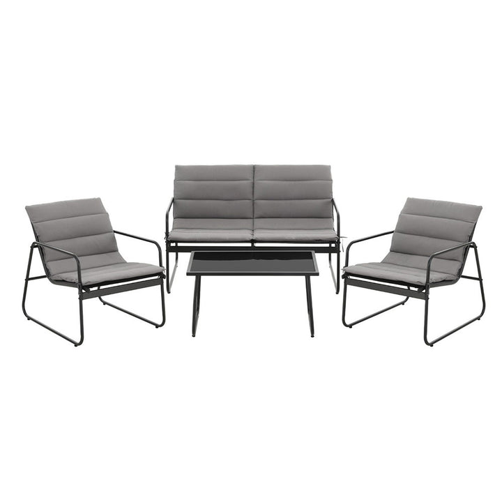 4PC Outdoor Sofa Table and Chairs Set - Black - Homecoze