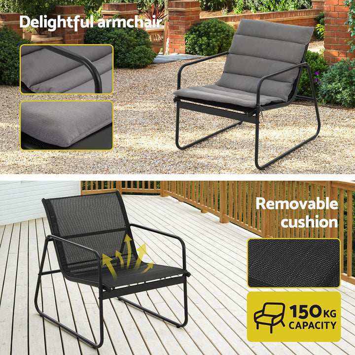 4PC Outdoor Sofa Table and Chairs Set - Black - Homecoze