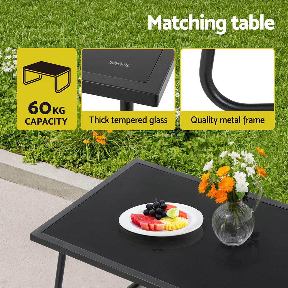 4PC Outdoor Sofa Table and Chairs Set - Black - Homecoze
