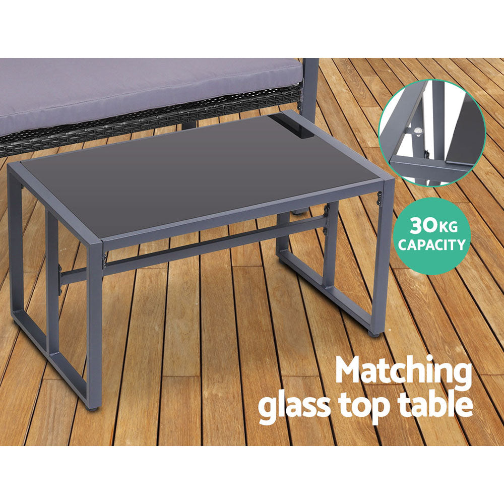 4 Piece Wicker Outdoor Patio Table & Chair Set - Black - Homecoze