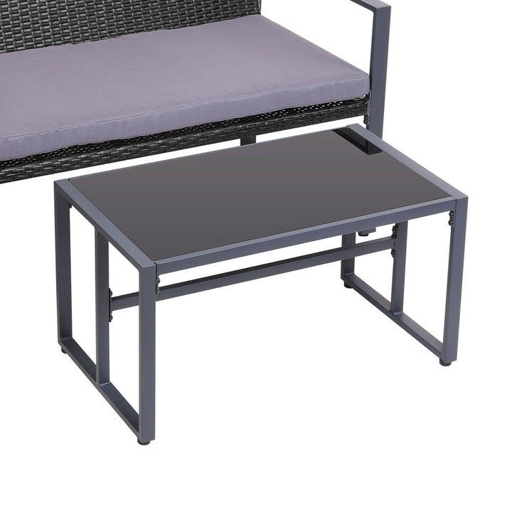 4 PC Outdoor Patio Coffee Table & Chair Bistro Lounge Setting with Cover - Black - Homecoze