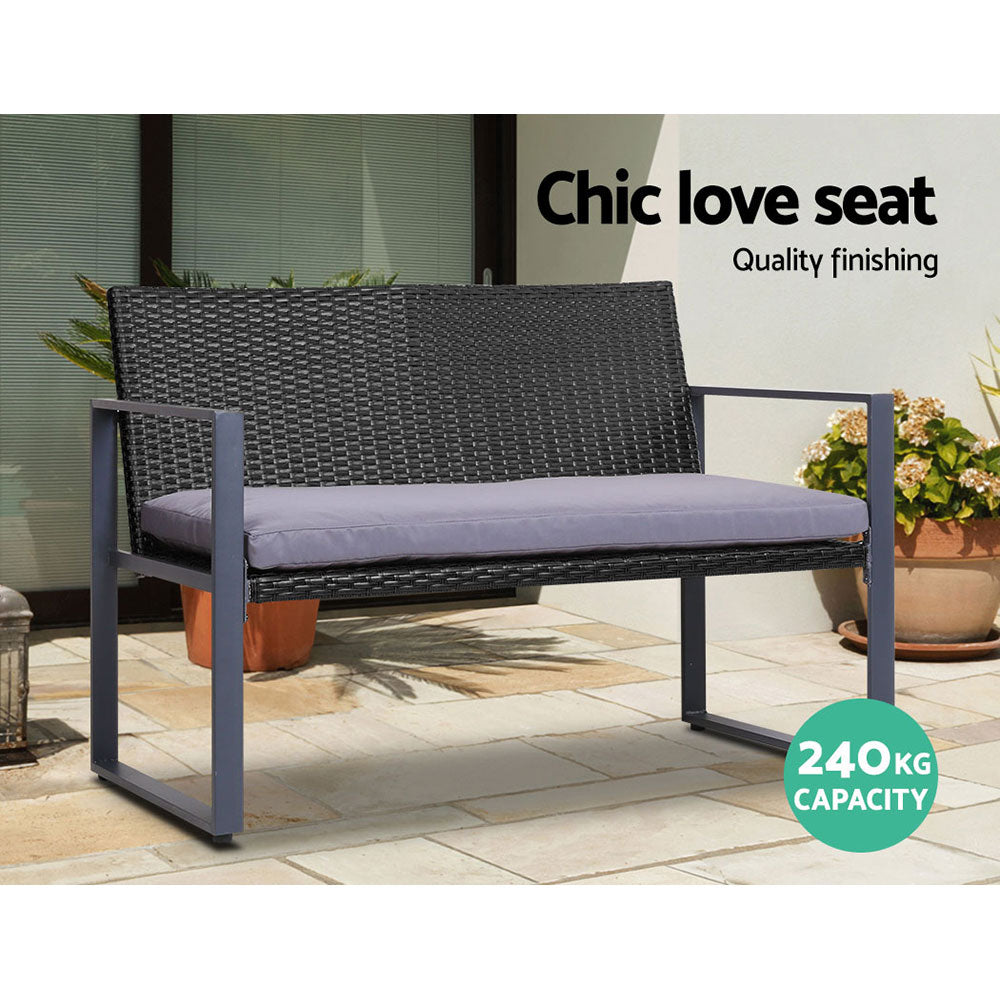 4 PC Outdoor Patio Coffee Table & Chair Bistro Lounge Setting with Cover - Black - Homecoze