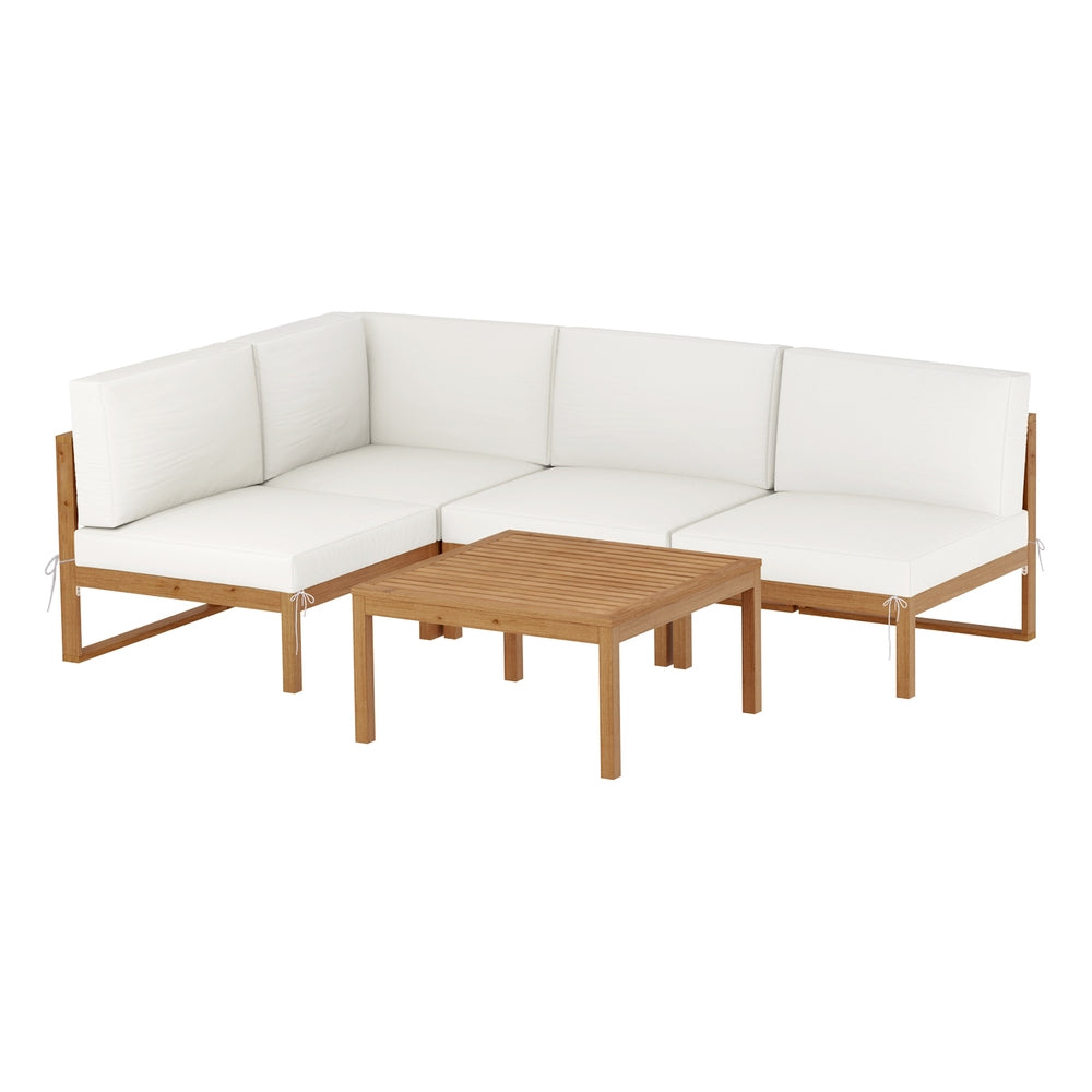 Gardeon 4-Seater Outdoor Sofa Set Wooden Lounge Setting 5PCS - Homecoze