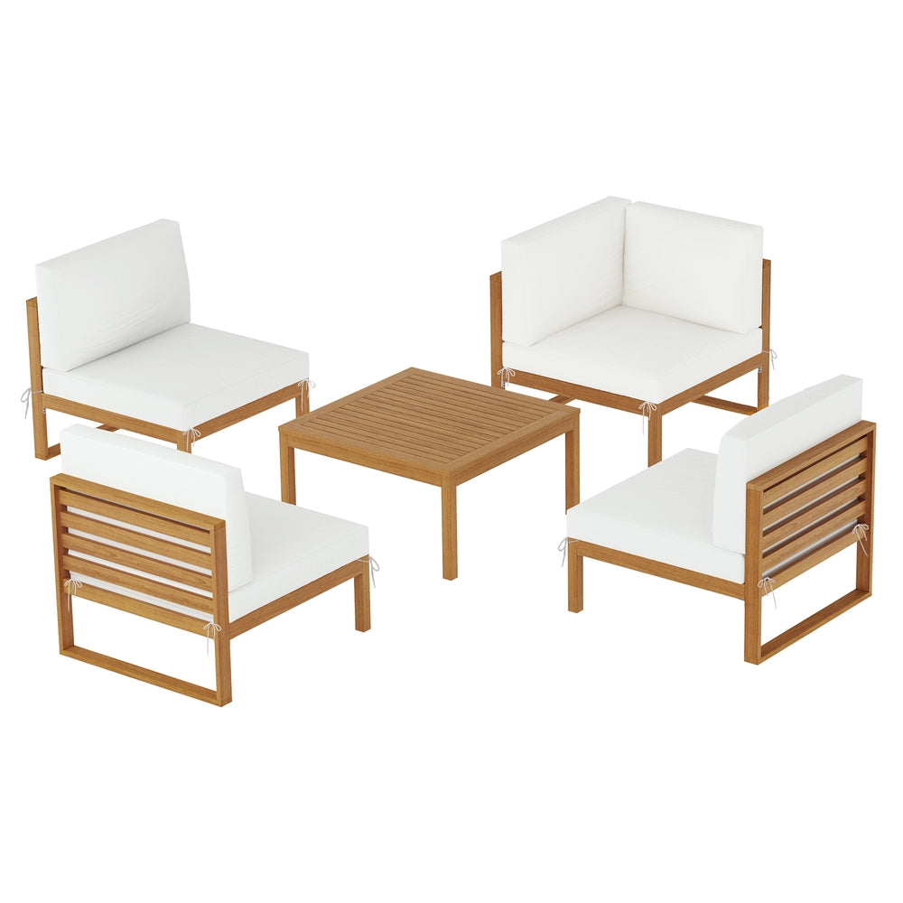Gardeon 4-Seater Outdoor Sofa Set Wooden Lounge Setting 5PCS - Homecoze