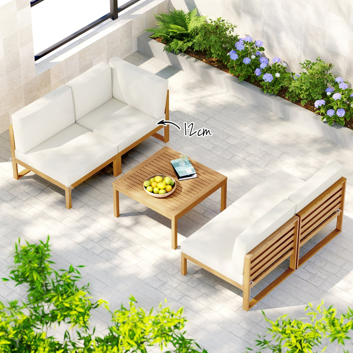 Gardeon 4-Seater Outdoor Sofa Set Wooden Lounge Setting 5PCS - Homecoze