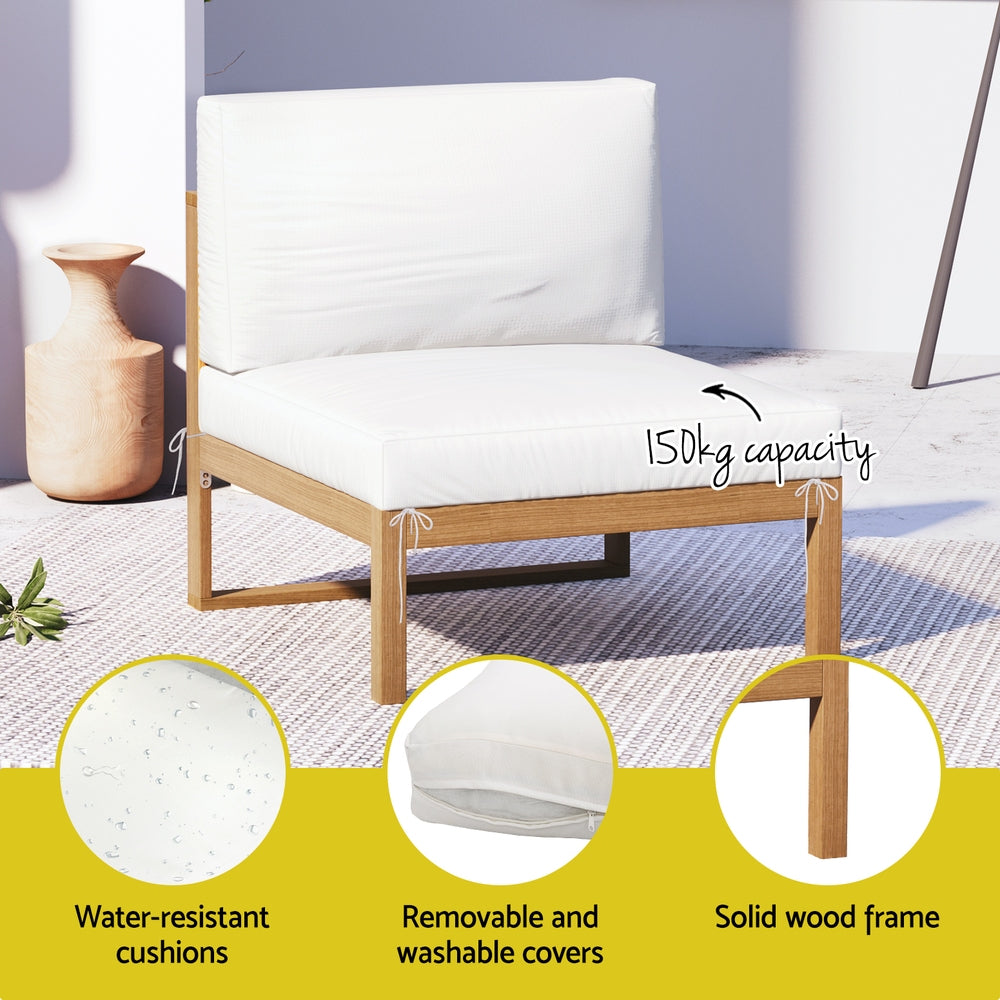 Gardeon 4-Seater Outdoor Sofa Set Wooden Lounge Setting 5PCS - Homecoze