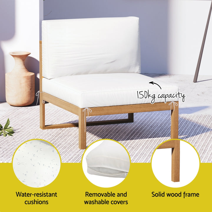 Gardeon 4-Seater Outdoor Sofa Set Wooden Lounge Setting 5PCS - Homecoze